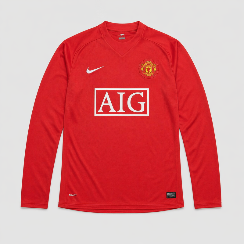Manchester United Home 2007/08 Retro Shirt - Fan Version, Long Sleeve